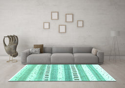 Machine Washable Solid Turquoise Modern Area Rugs in a Living Room,, wshcon318turq