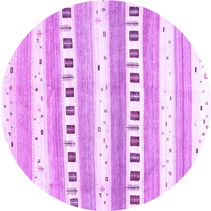 Round Machine Washable Solid Purple Modern Area Rugs, wshcon318pur
