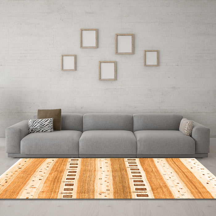 Machine Washable Solid Orange Modern Area Rugs in a Living Room, wshcon318org