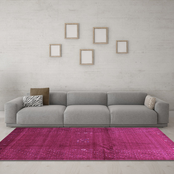 Machine Washable Abstract Purple Contemporary Area Rugs in a Living Room, wshcon319pur