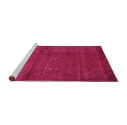 Sideview of Machine Washable Abstract Pink Contemporary Rug, wshcon319pnk
