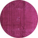 Round Machine Washable Abstract Purple Contemporary Area Rugs, wshcon319pur