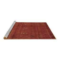 Sideview of Machine Washable Abstract Brown Contemporary Rug, wshcon319brn