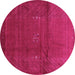 Round Machine Washable Abstract Pink Contemporary Rug, wshcon319pnk