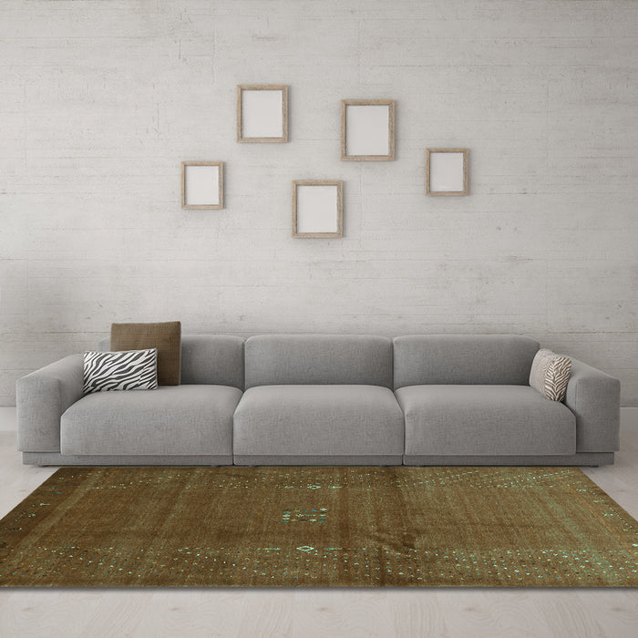 Machine Washable Abstract Turquoise Contemporary Area Rugs in a Living Room,, wshcon319turq