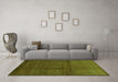 Machine Washable Abstract Green Contemporary Area Rugs in a Living Room,, wshcon319grn