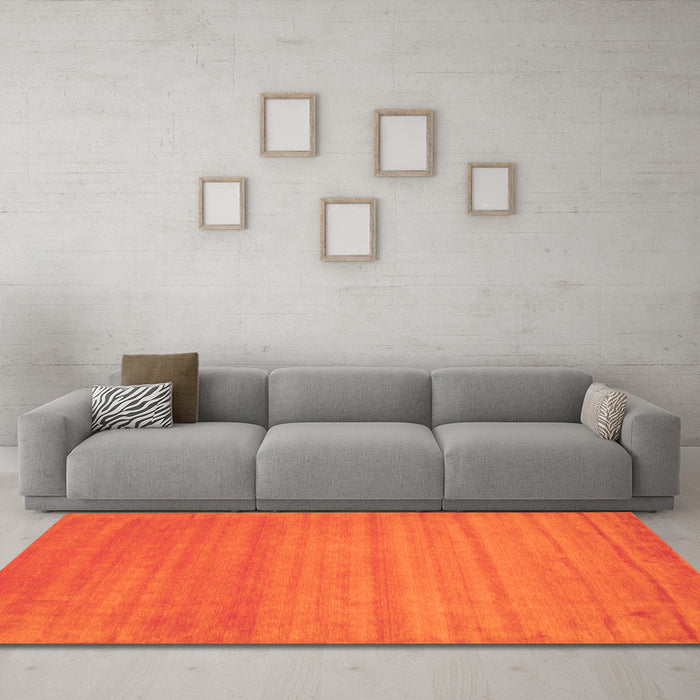 Machine Washable Abstract Orange Contemporary Area Rugs in a Living Room, wshcon31org