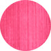 Round Machine Washable Abstract Pink Contemporary Rug, wshcon31pnk