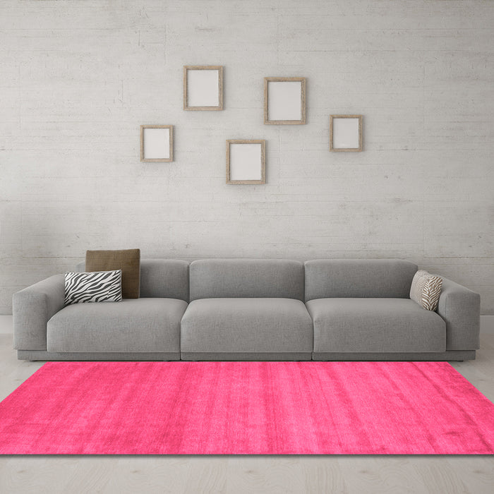 Machine Washable Abstract Pink Contemporary Rug in a Living Room, wshcon31pnk