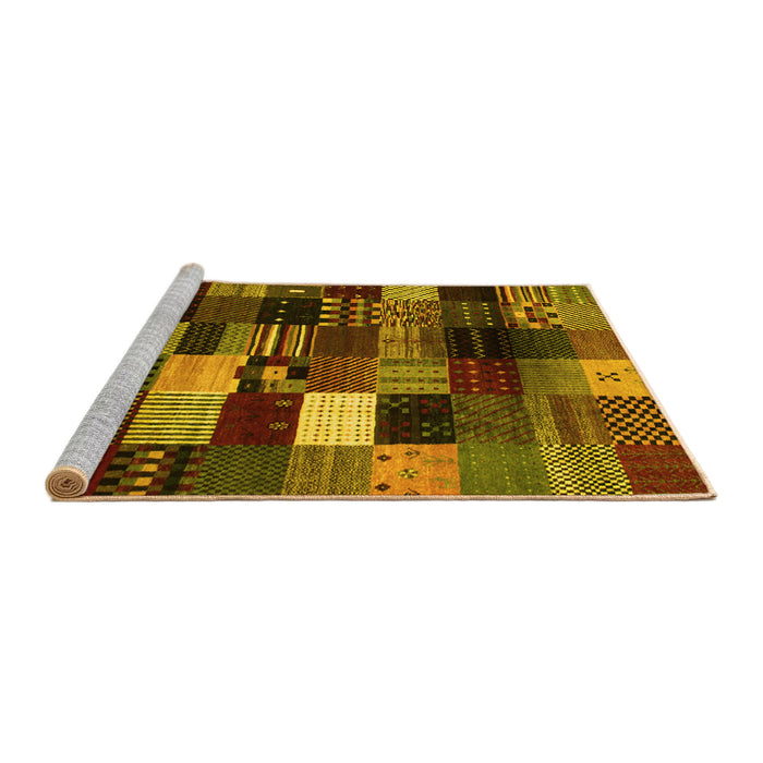 Sideview of Machine Washable Abstract Yellow Contemporary Rug, wshcon320yw