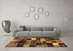 Machine Washable Abstract Brown Contemporary Rug in a Living Room,, wshcon320brn