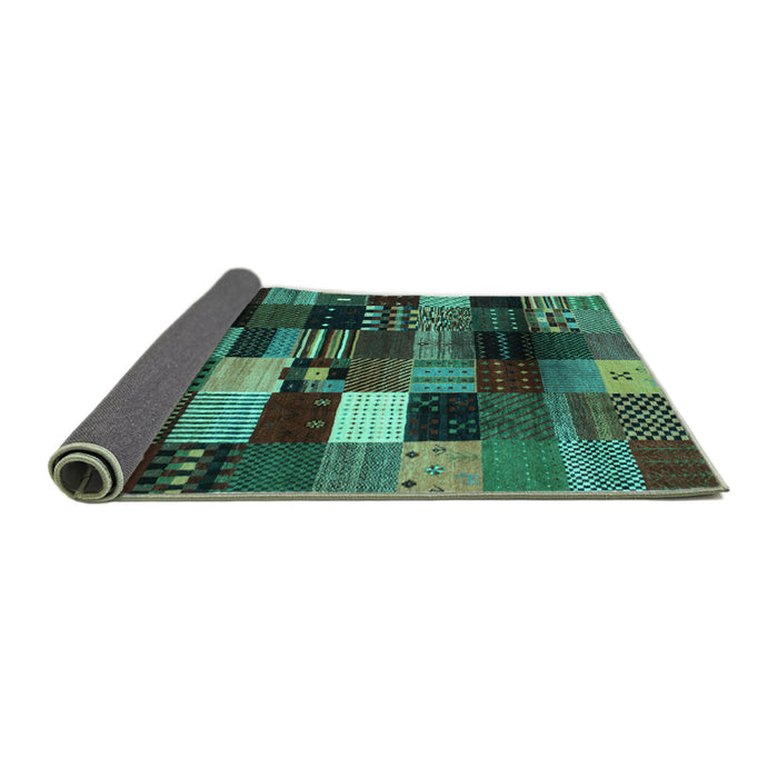 Sideview of Abstract Turquoise Contemporary Rug, con320turq