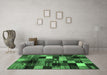 Machine Washable Abstract Emerald Green Contemporary Area Rugs in a Living Room,, wshcon320emgrn