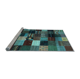 Sideview of Machine Washable Abstract Light Blue Contemporary Rug, wshcon320lblu