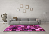 Machine Washable Abstract Pink Contemporary Rug, wshcon320pnk