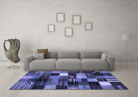 Machine Washable Abstract Blue Contemporary Rug, wshcon320blu