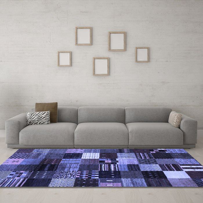 Machine Washable Abstract Blue Contemporary Rug in a Living Room, wshcon320blu