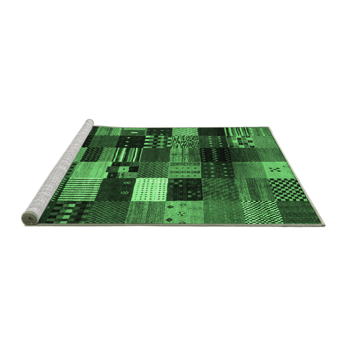 Sideview of Machine Washable Abstract Emerald Green Contemporary Area Rugs, wshcon320emgrn
