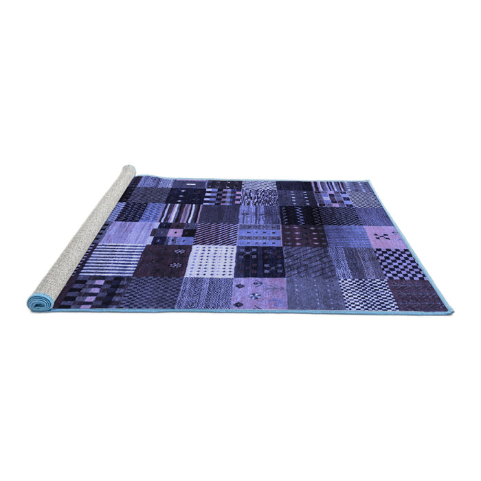 Sideview of Machine Washable Abstract Blue Contemporary Rug, wshcon320blu