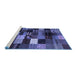 Sideview of Machine Washable Abstract Blue Contemporary Rug, wshcon320blu