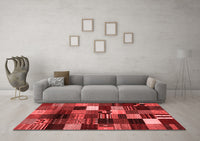 Machine Washable Abstract Red Contemporary Rug, wshcon320red