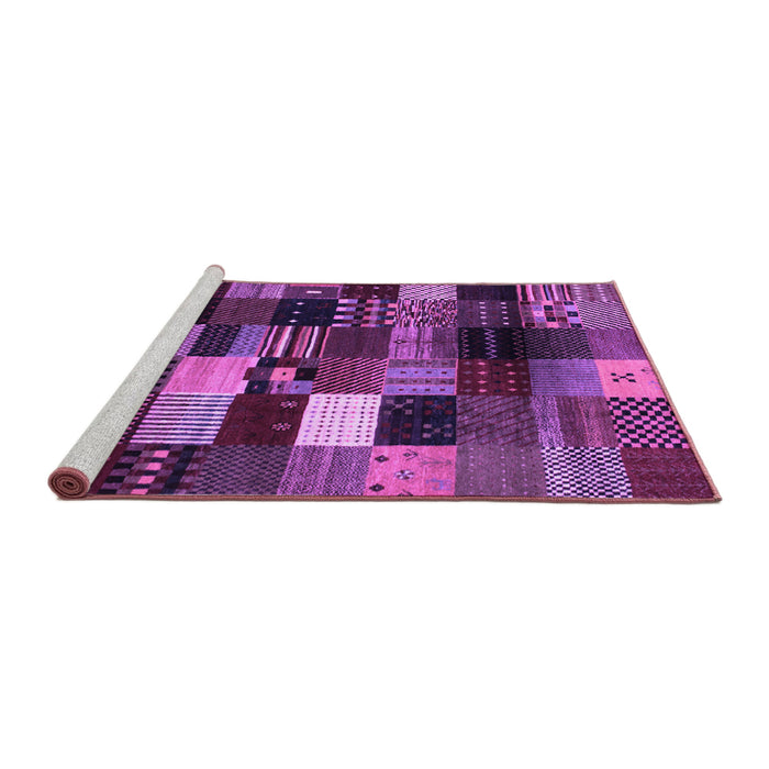 Sideview of Machine Washable Abstract Purple Contemporary Area Rugs, wshcon320pur