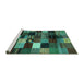 Sideview of Machine Washable Abstract Turquoise Contemporary Area Rugs, wshcon320turq