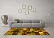 Machine Washable Abstract Yellow Contemporary Rug in a Living Room, wshcon320yw