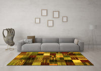 Machine Washable Abstract Yellow Contemporary Rug, wshcon320yw