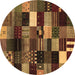 Round Abstract Brown Contemporary Rug, con320brn