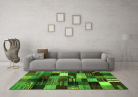 Machine Washable Abstract Green Contemporary Rug, wshcon320grn