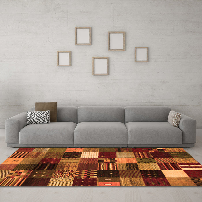 Machine Washable Abstract Orange Contemporary Area Rugs in a Living Room, wshcon320org
