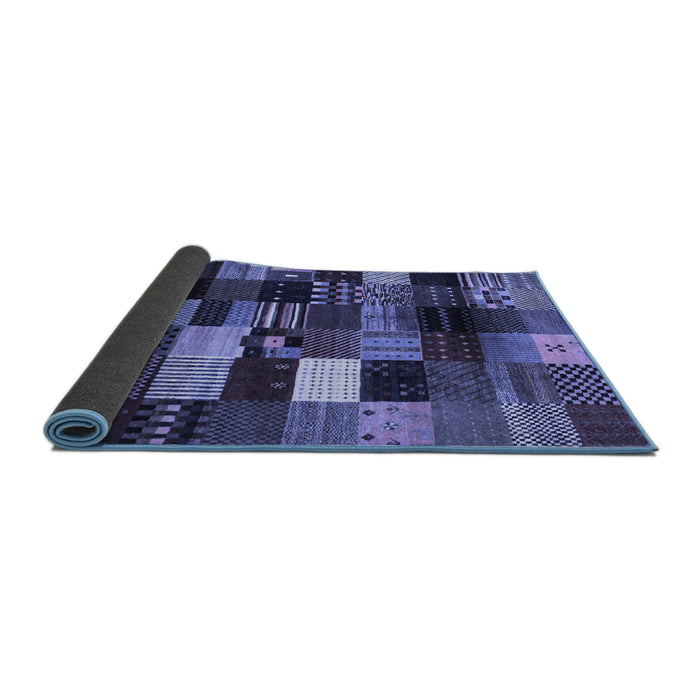 Sideview of Abstract Blue Contemporary Rug, con320blu