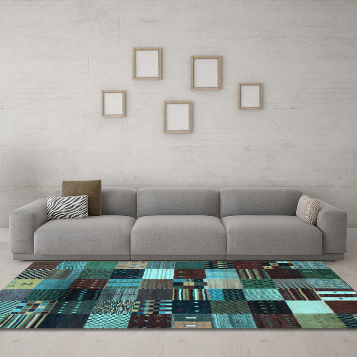 Machine Washable Abstract Light Blue Contemporary Rug in a Living Room, wshcon320lblu