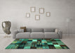 Machine Washable Abstract Turquoise Contemporary Area Rugs in a Living Room,, wshcon320turq