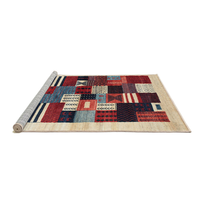 Serging Thickness of Machine Washable Contemporary Saffron Red Rug, wshcon321