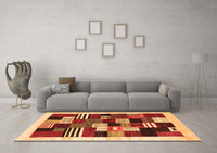 Machine Washable Abstract Orange Contemporary Rug, wshcon321org