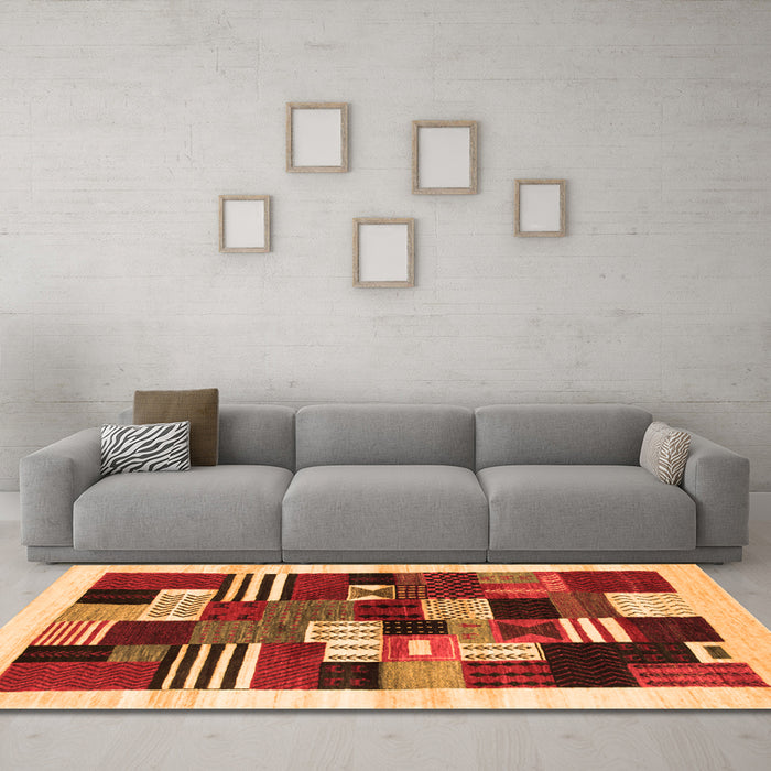 Machine Washable Abstract Orange Contemporary Area Rugs in a Living Room, wshcon321org