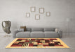 Machine Washable Abstract Brown Contemporary Rug in a Living Room,, wshcon321brn