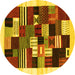 Round Abstract Yellow Contemporary Rug, con321yw