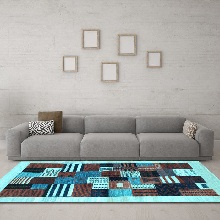 Machine Washable Abstract Light Blue Contemporary Rug in a Living Room, wshcon321lblu