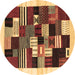 Round Abstract Brown Contemporary Rug, con321brn