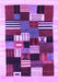 Machine Washable Abstract Purple Contemporary Area Rugs, wshcon321pur