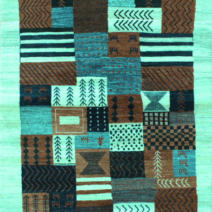 Machine Washable Abstract Turquoise Contemporary Area Rugs, wshcon321turq