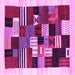 Square Machine Washable Abstract Pink Contemporary Rug, wshcon321pnk