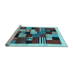 Sideview of Machine Washable Abstract Light Blue Contemporary Rug, wshcon321lblu