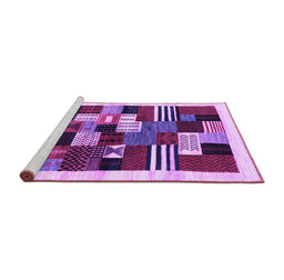 Sideview of Machine Washable Abstract Purple Contemporary Area Rugs, wshcon321pur