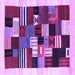 Square Machine Washable Abstract Purple Contemporary Area Rugs, wshcon321pur