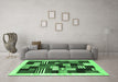 Machine Washable Abstract Emerald Green Contemporary Area Rugs in a Living Room,, wshcon321emgrn