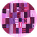 Round Machine Washable Abstract Pink Contemporary Rug, wshcon321pnk